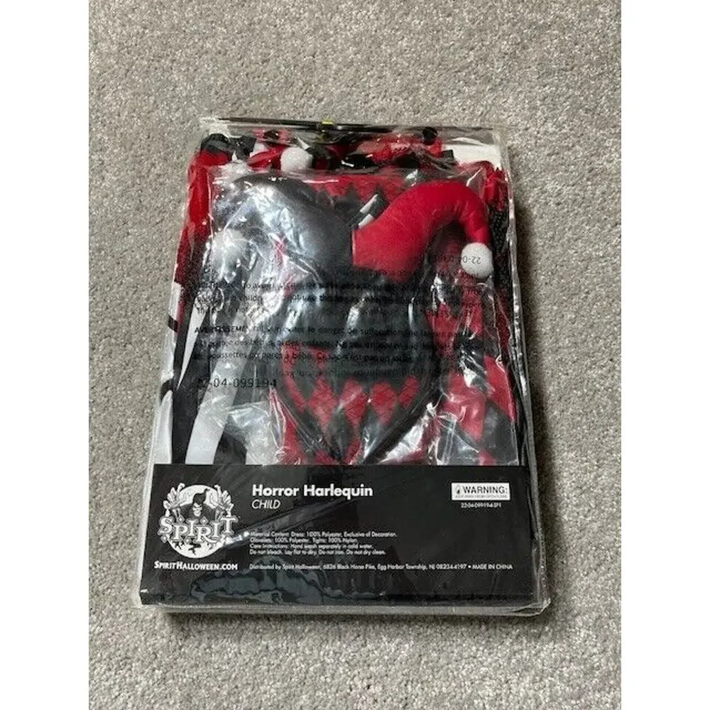 Horror Harlequin Spirit Halloween Costume Girls M 8-10 Goth Punk Edgy Dark